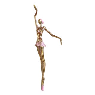 Ballerina Rosé Bronze Sculpture on Marble by Gyunay Aliev For Sale