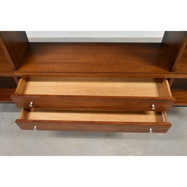 Brown Walnut Mid Century Modern Bookcase by Stanley Furniture For Sale - Image 8 of 10