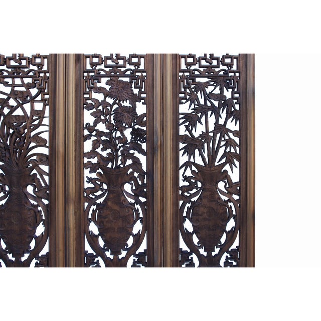 Chinese Chinese Set Distressed 4 Seasons Flower Wooden Wall Plaque Panels For Sale - Image 3 of 5