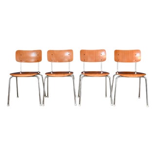 Vintage Industrial Chrome Tubular Chairs, Set of 4 For Sale