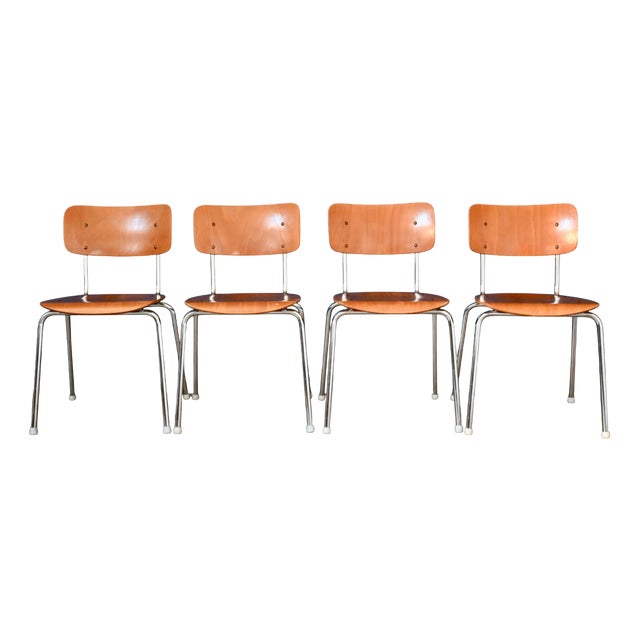 Vintage Industrial Chrome Tubular Chairs, Set of 4 For Sale