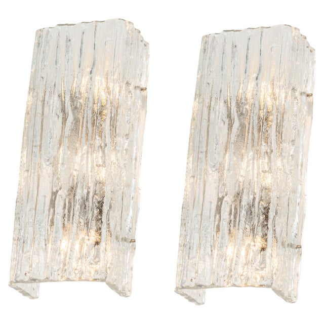 Ice Glass Wall Sconces from Kalmar, Austria, 1960s, Set of 2 For Sale - Image 11 of 11
