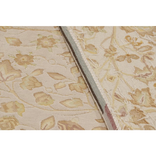 Cream Rug & Kilim’s Tudor Style Rug in White With Beige-Brown Floral Patterns For Sale - Image 8 of 8