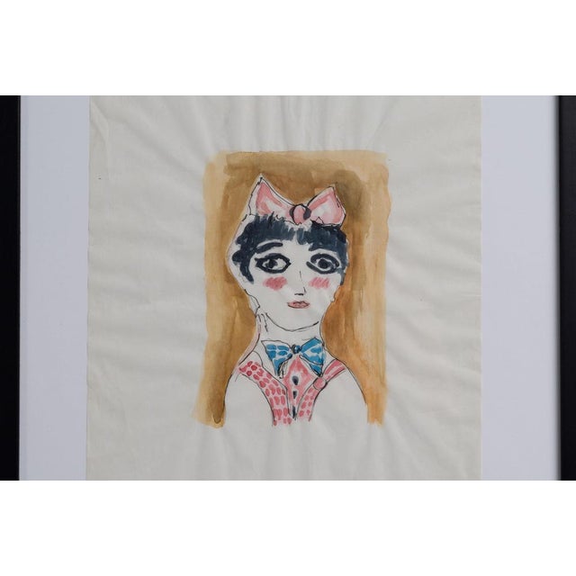 Modern Gio Ponti, Portrait of a Girl, 1950s, Drawing For Sale - Image 3 of 10