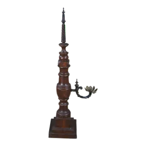 Vintage Early 20th Century Wood Turned Baluster Candelabra Candlestick Floor Table Lamp