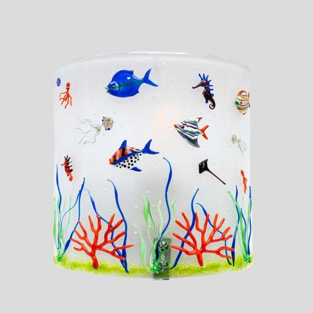 1970s White Colour Murano Glass Aquarium Wall Lights, 1970s, Set of 2 For Sale - Image 5 of 8