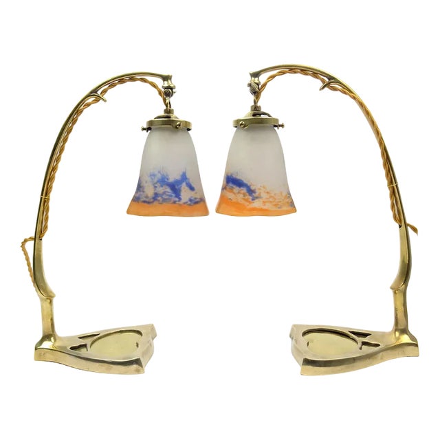 Art Nouveau Table Lamps by David Gueron, 1890s, Set of 2 For Sale