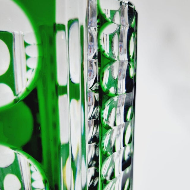 Green Tinted Emerald Green Lead Crystal Vase, 1970s For Sale - Image 8 of 10
