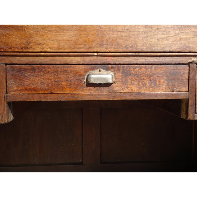 Wood Antique Glove Makers Table in Oak For Sale - Image 7 of 18