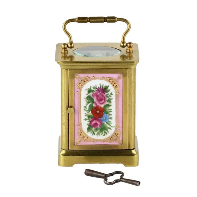 French Neo-Rococo Style Carriage Clock with Porcelain Painting, 1890s For Sale - Image 4 of 8
