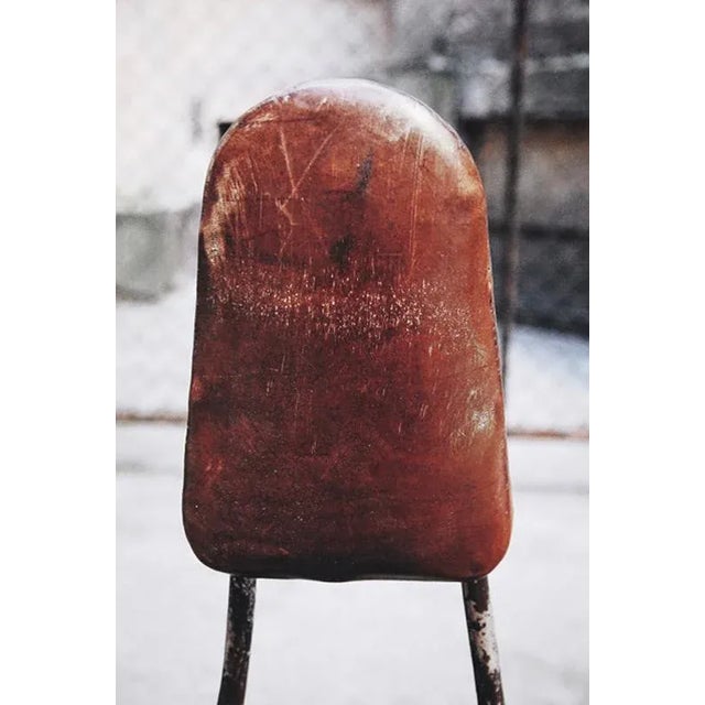 Black American Industrial Leather Swivel Chair, 1930s For Sale - Image 8 of 9