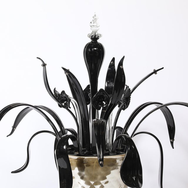Mid-Century Expansive Leaf Form Handblown Murano Glass & 24kt Gold Fleck Uplight For Sale - Image 14 of 18