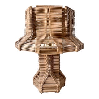 Mid-Century Handcrafted Sculptural Wood Table Lamp For Sale