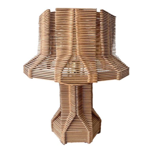 Mid-Century Handcrafted Sculptural Wood Table Lamp For Sale
