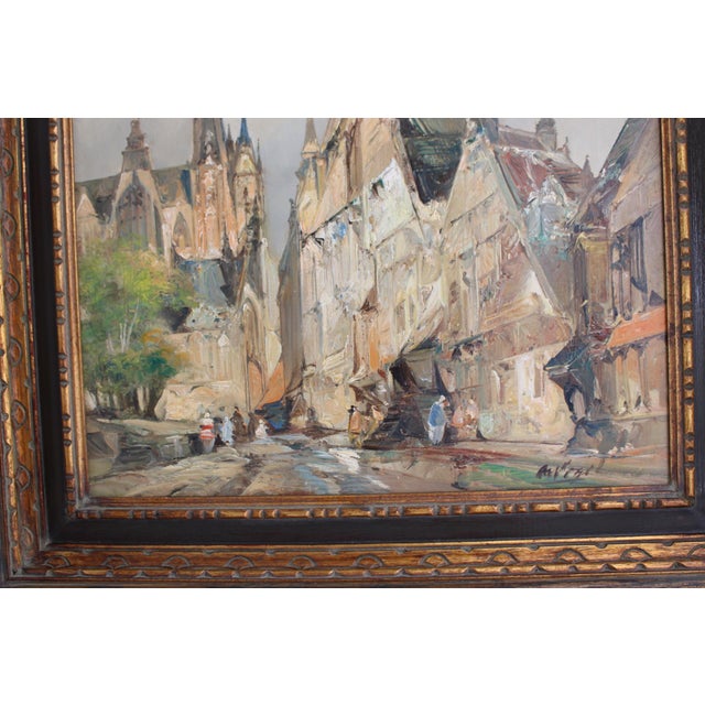 1950s Dutch Painting Original Oil on Canvas by Leendert De Vogel, Signed, Mid Century For Sale - Image 5 of 10