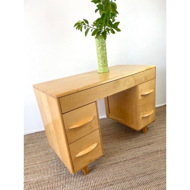 Vintage Mid-Century Modern Heywood Wakefield Straight Student Desk Model M783 For Sale - Image 10 of 14