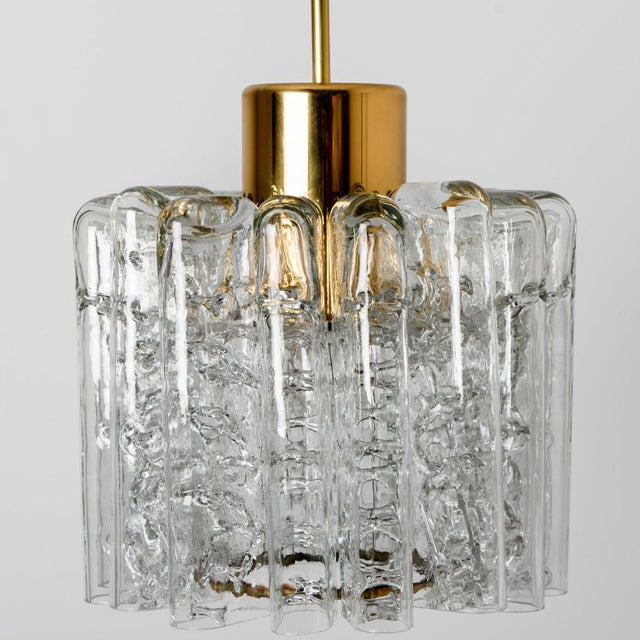Round Textured Clear Glass Pendant Lamp from Doria, 1960s For Sale - Image 11 of 18