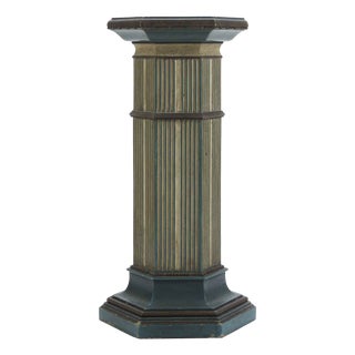 Ivory and Turquoise Hexagonal Wooden Column, 1940s For Sale