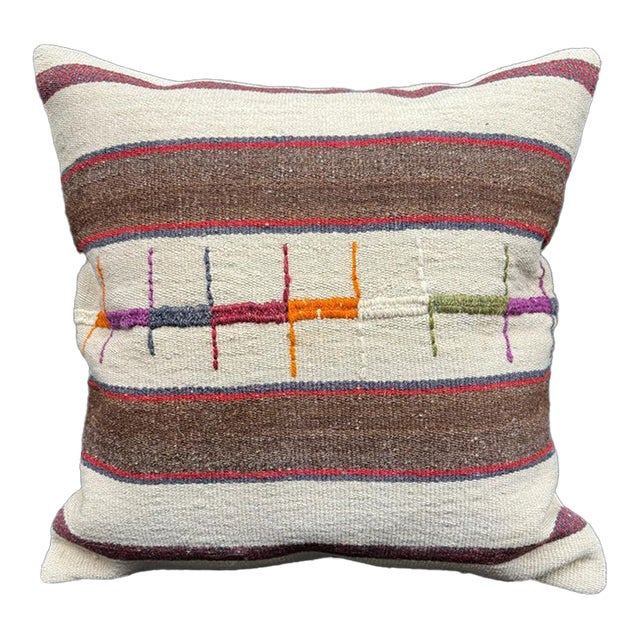 Turkish Hemp Pillow Cushion Natural Beige Brown Pillow Cushion Cover 24"x24" For Sale