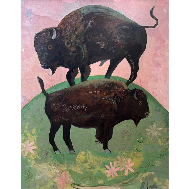 "Catlin Colors" a Bison Painting by LWren Walraven For Sale