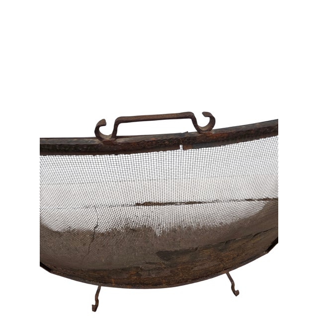Antique Rustic Wrought Iron Fireplace Screen Silhouette Covered Wagon Ox Western For Sale - Image 16 of 18