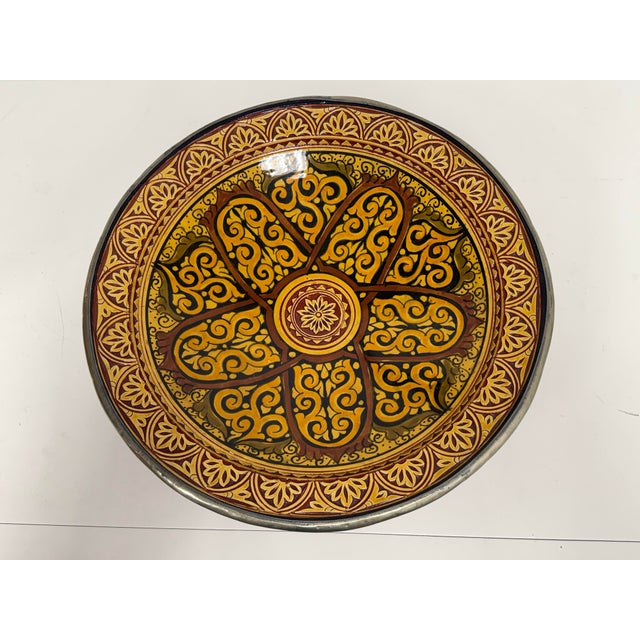 Moroccan Ceramic Vase + Bowl, Set of Two For Sale - Image 4 of 12