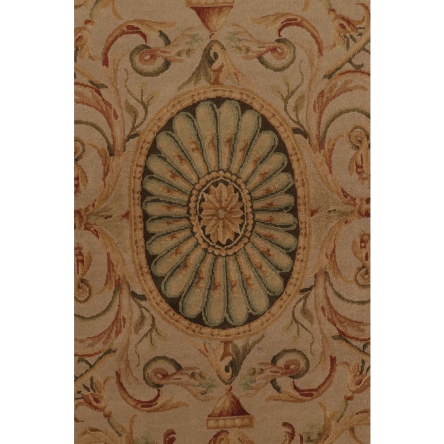 Textile Antique French Aubusson Rug With Stately Golden Floral Medallions - Rug & Kilim For Sale - Image 7 of 10