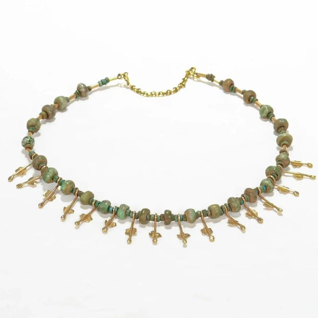 Signed Etruscan Revival Style 14k Gold & Jade Choker Necklace by Resia Schor For Sale - Image 4 of 10