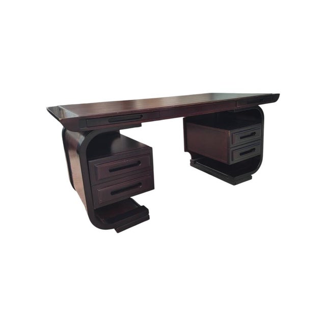 Bentwood Desk with Leather Top, 1970s For Sale - Image 10 of 11