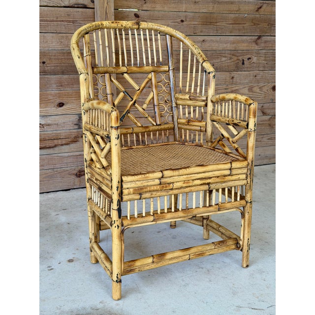 Vintage Refinished Organic Modern Brighton Pavilion Style Rattan Cane Side Chair For Sale - Image 10 of 12