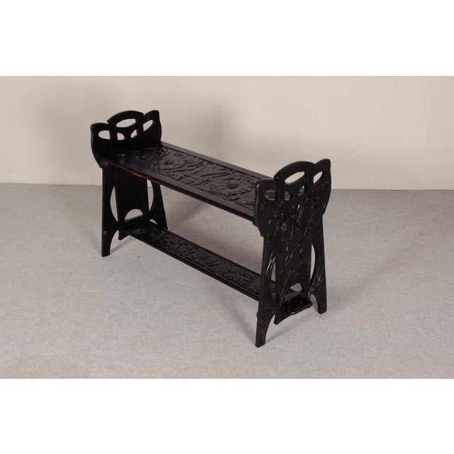 Art Nouveau Bench with Carved Poppies, 1890s For Sale - Image 5 of 14