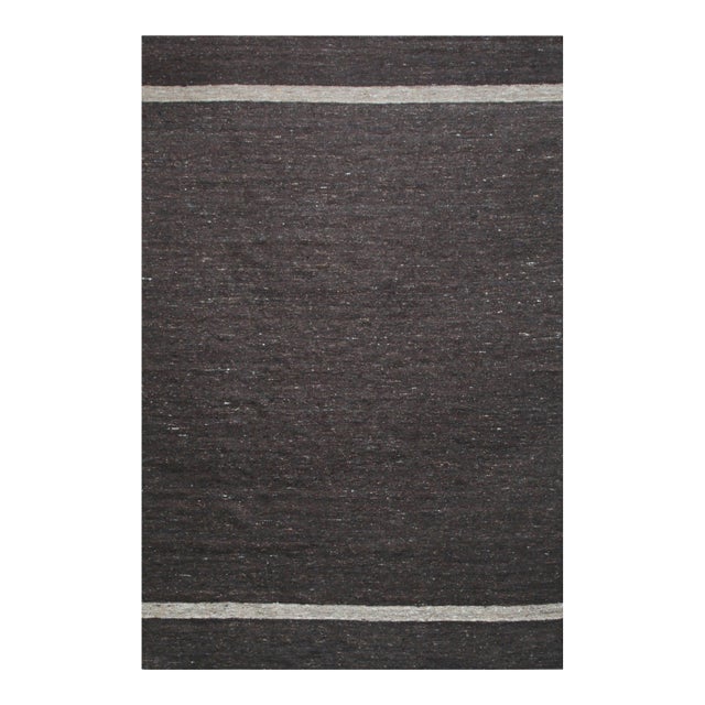 6x9 Violet Artistic Brown Kilim Open Field Modern Flatweave Wool Carpet Rug For Sale