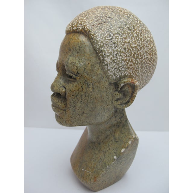 Stone African Hand Carved Stone Female Figural Bust Sculpture For Sale - Image 7 of 9