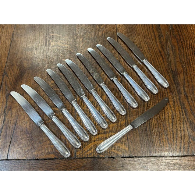 Large Silver-Plated Metal Knives, Set of 12 For Sale - Image 3 of 4