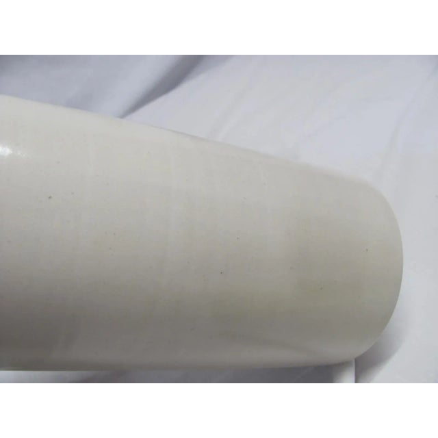 Late 20th Century Mid-Century White and Brown Glaze Ikebana Vase For Sale - Image 5 of 11