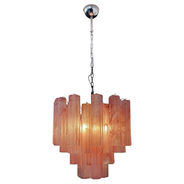 Pink Alabaster Murano Glass Tronchi Chandeliers, 1980s, Set of 2 For Sale - Image 4 of 18
