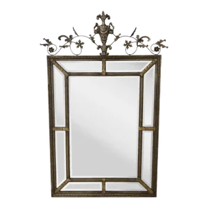 Large French Style Beveled Glass Multi Panel Mirror