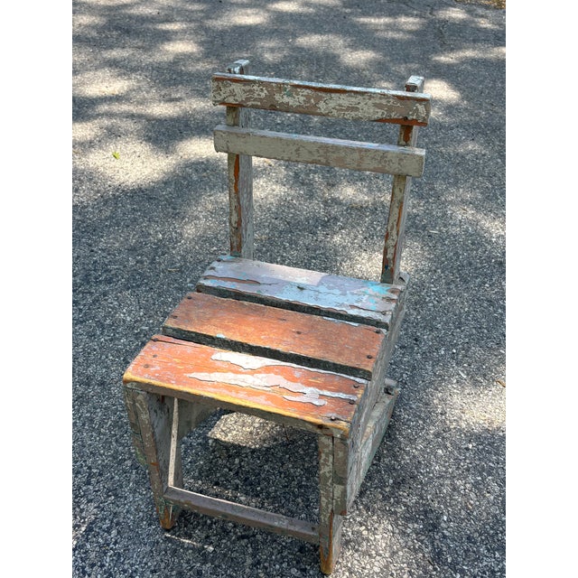 1940s 1940s Hand-Built Primitive Painted Chair For Sale - Image 5 of 9