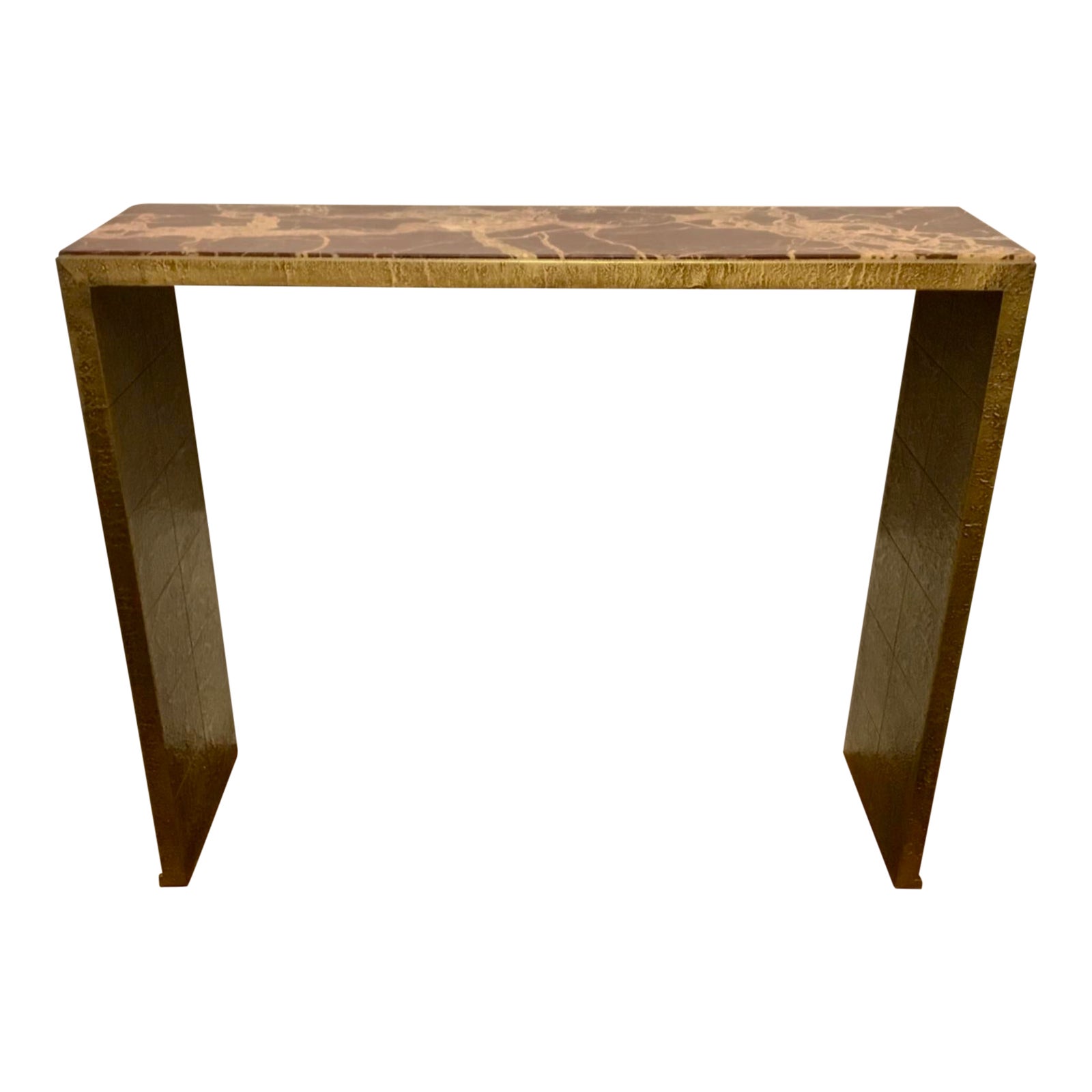 Global Views Modern Burgundy Marble Waterfall Console Table Chairish