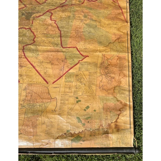 Authentic Antique Philadelphia Map on Canvas 1865 Wall Size 5' X 5' For Sale - Image 4 of 6