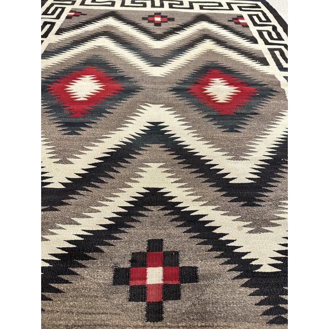 Vintage Navajo Oriental Handmade Wool Red, Black & Ivory Rug For Sale In New York - Image 6 of 9