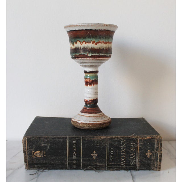 Ceramic Vintage Studio Art Pottery Goblet For Sale - Image 7 of 8