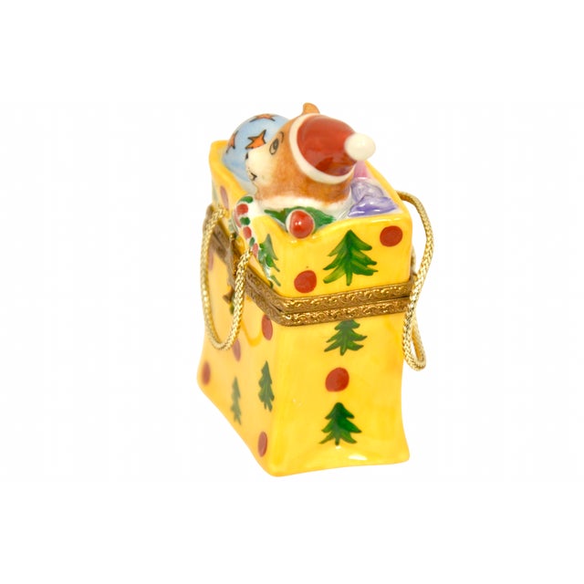 French Limoges Christmas Gift Bag Accent Box For Sale - Image 3 of 6