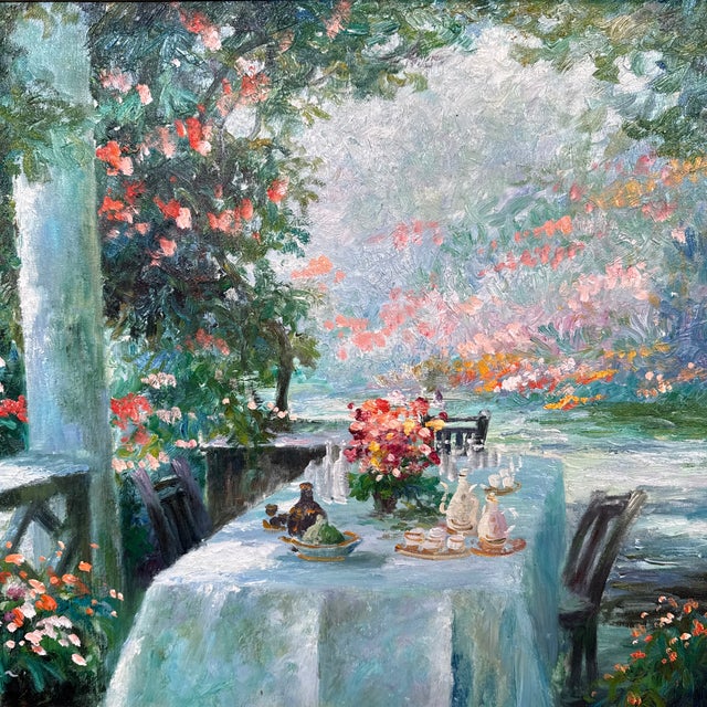 Freilberger Still Life Table on the Patio Painting Signed For Sale - Image 12 of 12