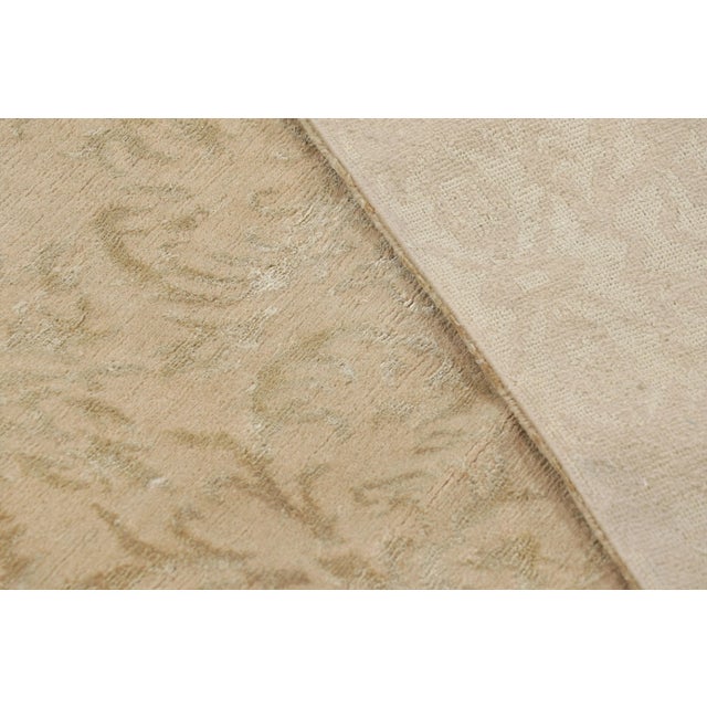 Beige Rug & Kilim’s European Style Rug in Beige-Brown With Arabesque Patterns in Green For Sale - Image 8 of 8