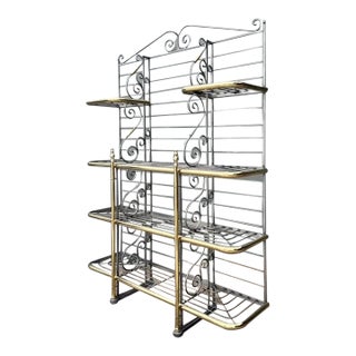 Vintage French Brass Rail Bakers Rack For Sale