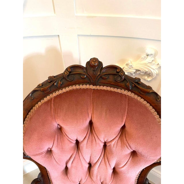 Red Victorian Carved Walnut 3 Piece Suite, 1860s, Set of 3 For Sale - Image 8 of 18