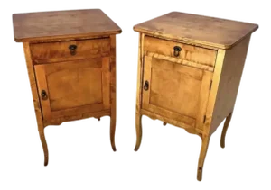 French Provincial Nightstands, Wood With Cabriole Legs, a Pair