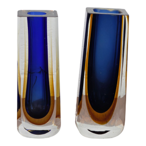 Murano Sommerso Faceted Bud Vases