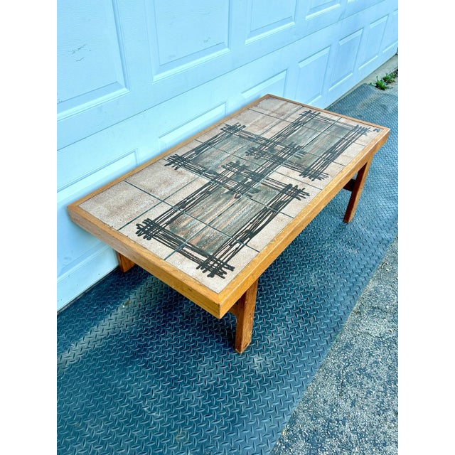Mid 20th Century Mid 20th Century Danish Tile Top Coffee Table by Trioh For Sale - Image 5 of 12
